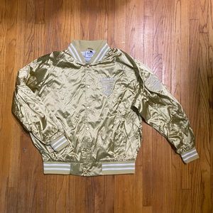 Vintage Metallic Gold Varsity Jacket